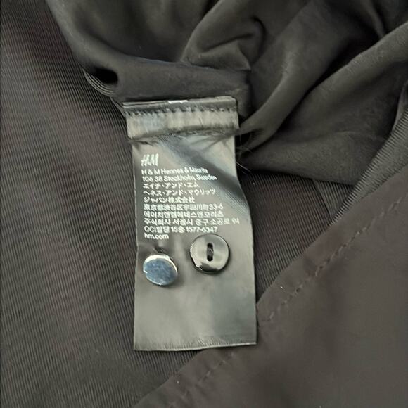 H&M Black Dress Woman Size 8 Silky Polyester Lace Tie Waist Office Casual Date - Picture 7 of 11